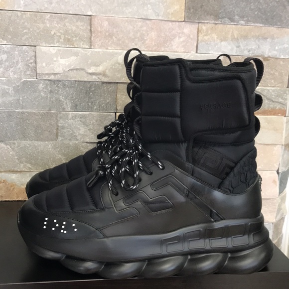 🎁 Versace Men's Chain Reaction High Top Sneakers Boot - Picture 4 of 9